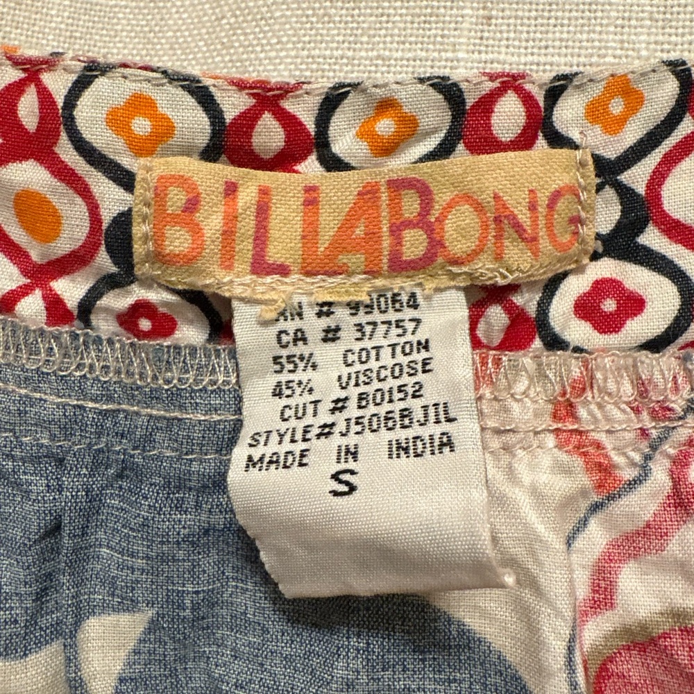 Billabong Red White Blue Orange Floral Tie Strap Tank Top size Small - Picture 5 of 5